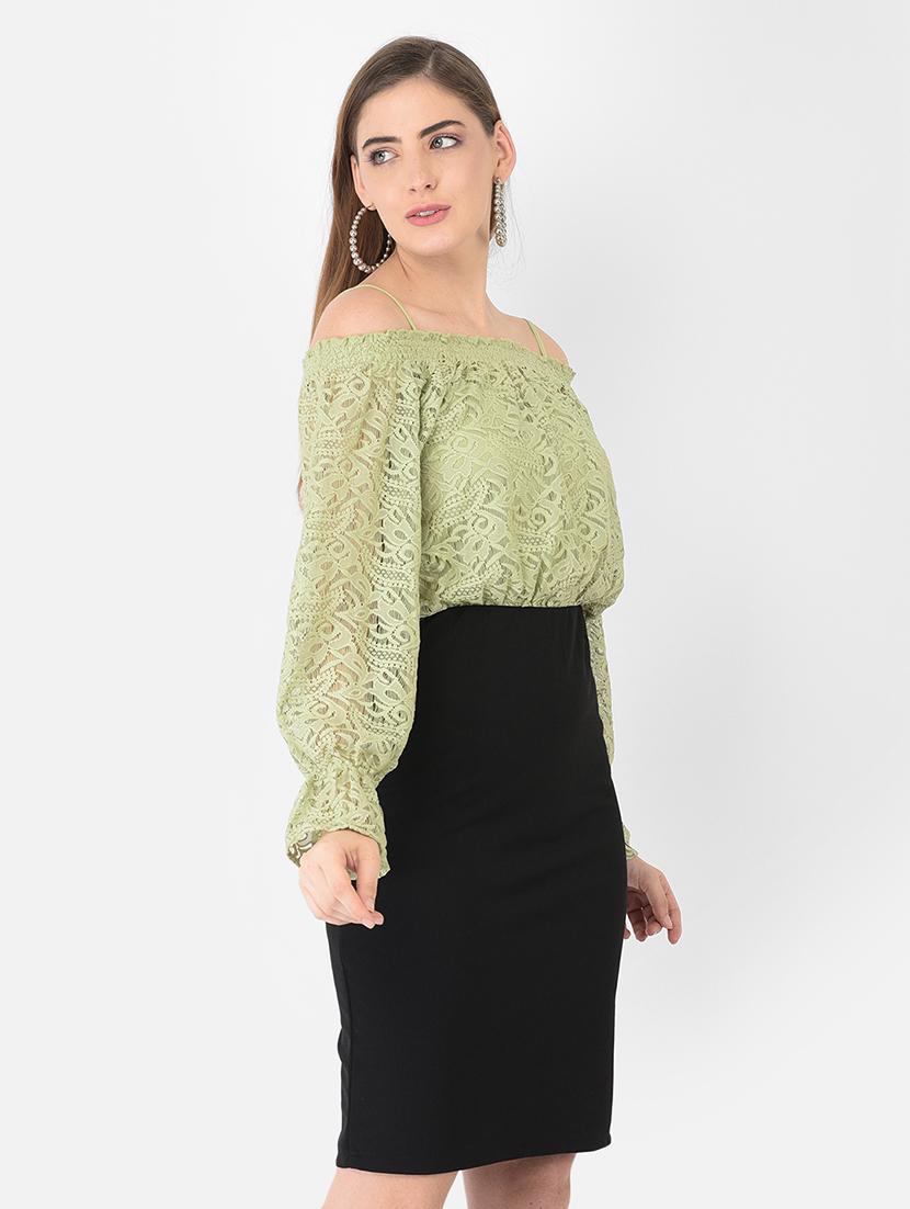 off-shoulder laced blouson dress - 18362203 - Zoom Image - 2