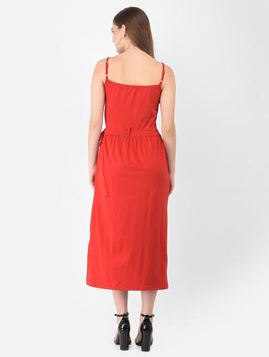 tie front solid a-line dress - 18362206 - Standard Image - 3