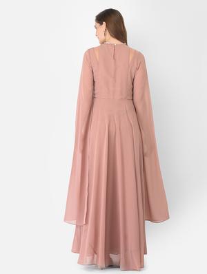 round neck embroidered flared gown - 18362216 - Standard Image - 3