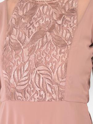 round neck embroidered flared gown - 18362216 - Standard Image - 4