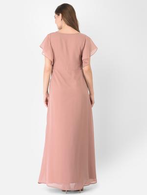 flutter sleeved draped detail gown - 18362220 - Standard Image - 3