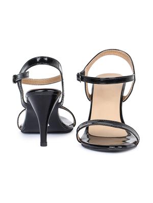 black synthetic ankle strap sandals - 18362343 - Standard Image - 3