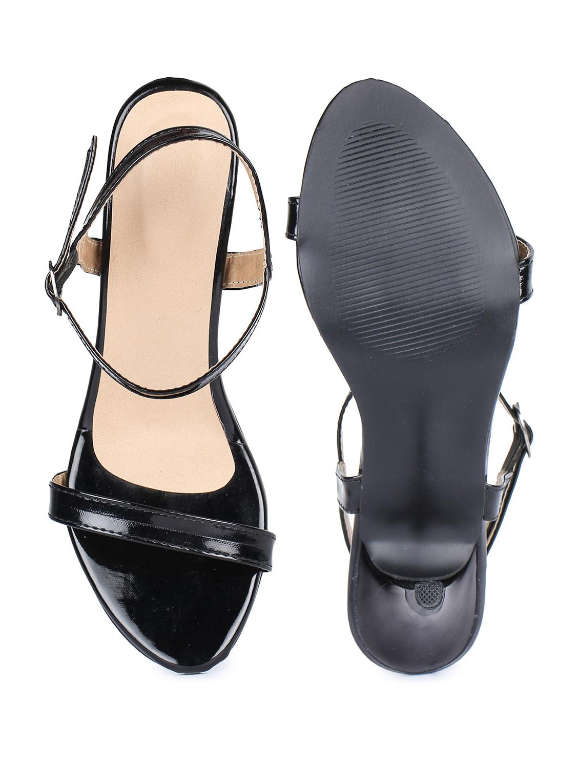 black synthetic ankle strap sandals - 18362343 - Zoom Image - 4