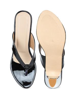 black synthetic slip on sandals - 18362365 - Standard Image - 3