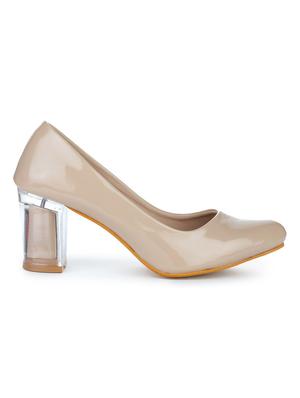 beige synthetic slip on pumps - 18362384 - Standard Image - 2
