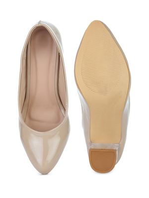 beige synthetic slip on pumps - 18362384 - Standard Image - 3