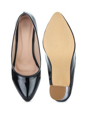 black synthetic slip on pumps - 18362385 - Standard Image - 3