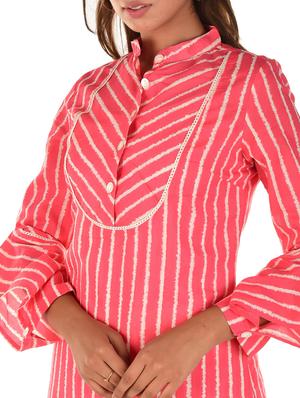 pink striped straight kurta - 18362824 - Standard Image - 4