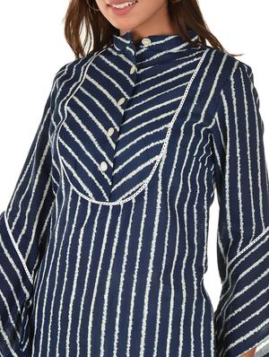 blue striped straight kurta - 18362825 - Standard Image - 4