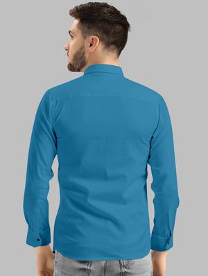 blue solid casual shirt - 18363034 - Standard Image - 3