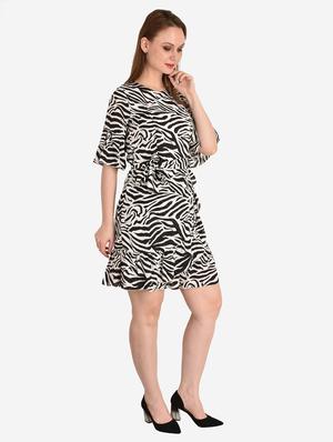 bell sleeved animal print a-line dress - 18363209 - Standard Image - 3