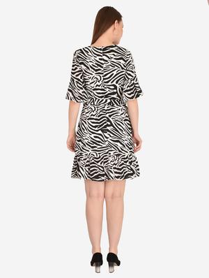 bell sleeved animal print a-line dress - 18363209 - Standard Image - 4