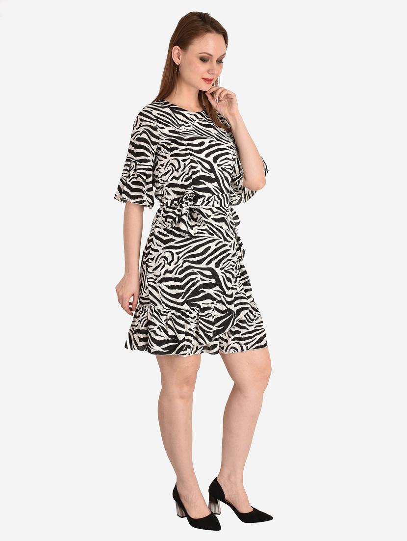 bell sleeved animal print a-line dress - 18363209 - Zoom Image - 3