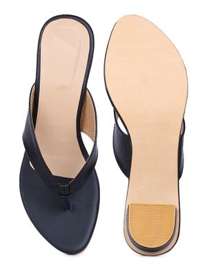 black synthetic slip on sandals - 18365902 - Standard Image - 3