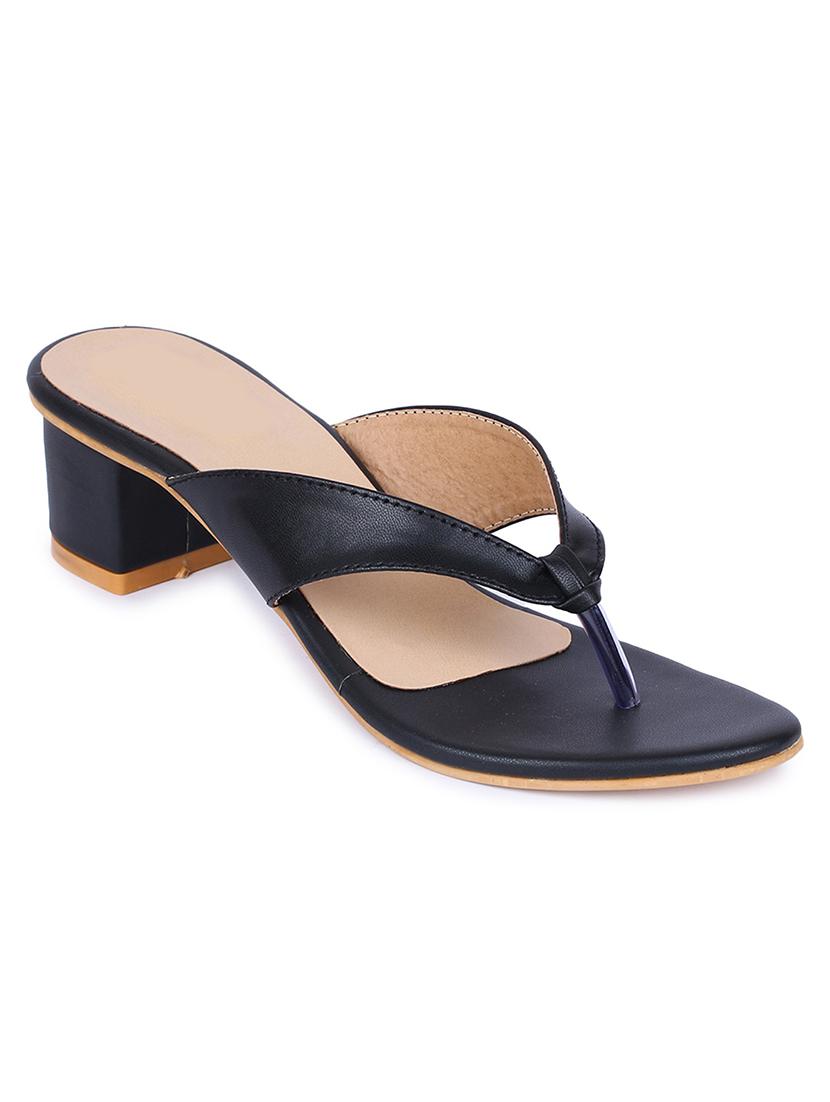 black synthetic slip on sandals - 18365902 - Zoom Image - 1
