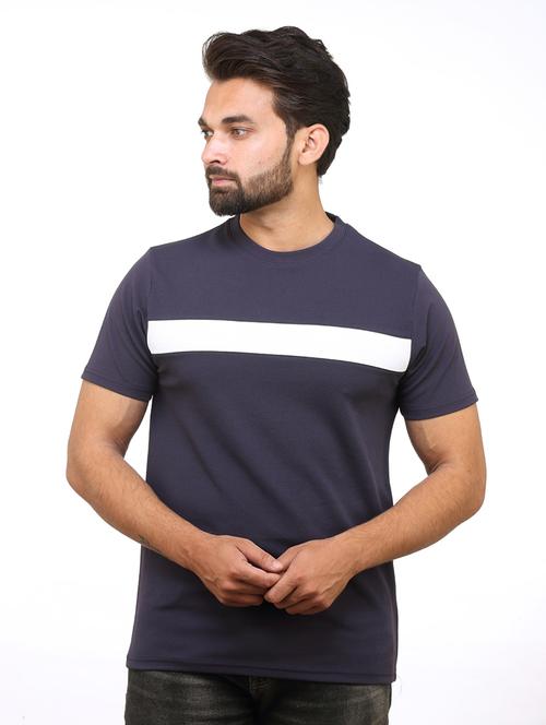 navy blue cut and sew t-shirt - 18365949 - Standard Image - 1