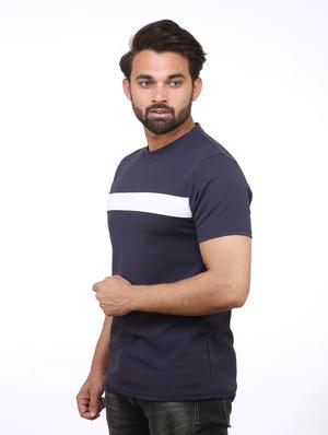 navy blue cut and sew t-shirt - 18365949 - Standard Image - 2