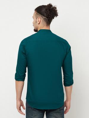 teal green solid kurta - 18366198 - Standard Image - 3