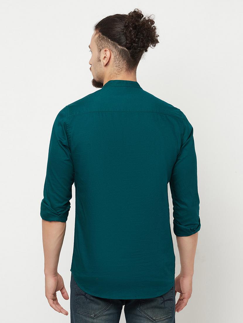 teal green solid kurta - 18366198 - Zoom Image - 3