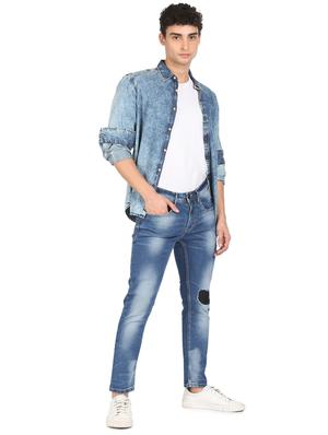 blue light washed denim jean - 18366484 - Standard Image - 5