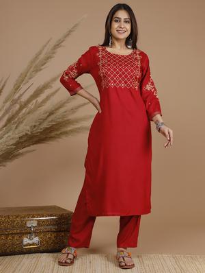 embroidered kurta pant set - 18367203 - Standard Image - 2