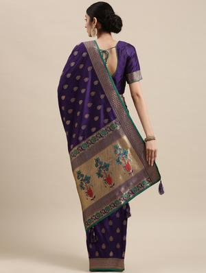 jacquard work woven saree with blouse - 18367252 - Standard Image - 2