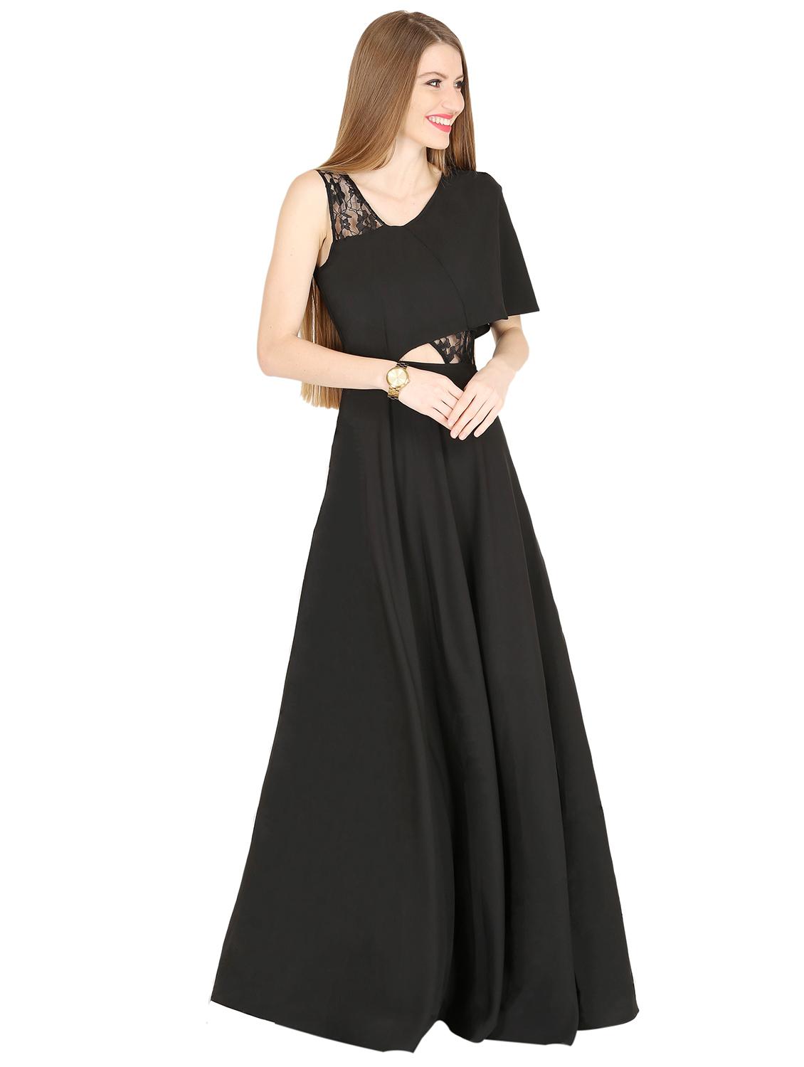 cut out detail mesh panel flared dress - 18367679 - Zoom Image - 2