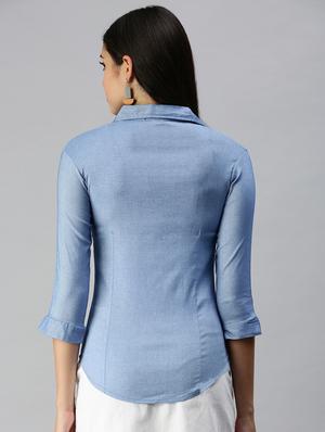 three quarter sleeved solid regular shirt - 18367704 - Standard Image - 3