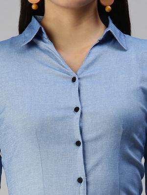 three quarter sleeved solid regular shirt - 18367704 - Standard Image - 5