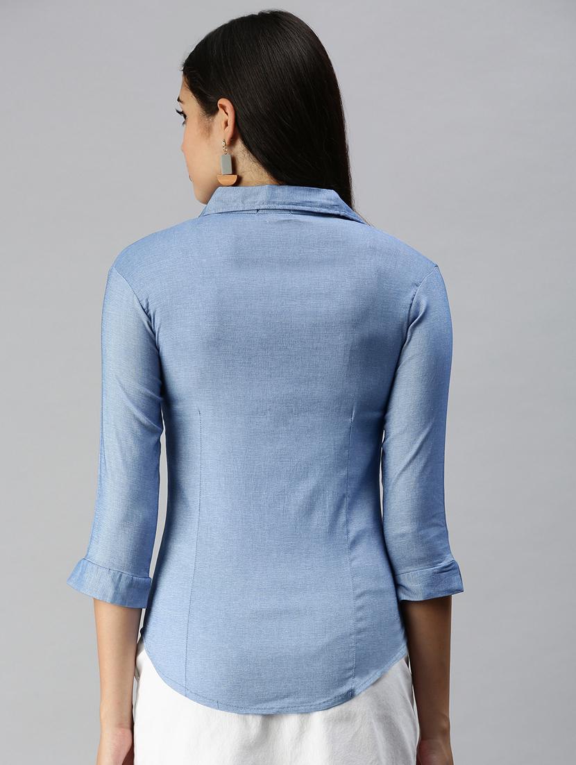 three quarter sleeved solid regular shirt - 18367704 - Zoom Image - 3