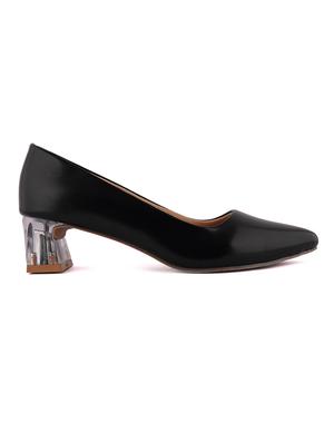 black synthetic slip on pumps - 18369173 - Standard Image - 3