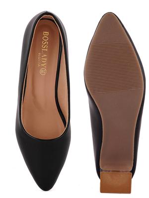 black synthetic slip on pumps - 18369173 - Standard Image - 5