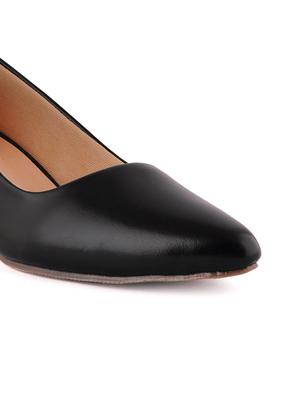 black synthetic slip on pumps - 18369173 - Standard Image - 6