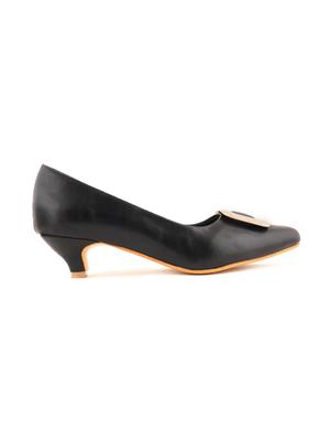 black synthetic slip on pumps - 18369227 - Standard Image - 2