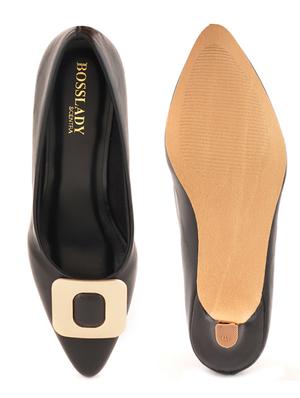black synthetic slip on pumps - 18369227 - Standard Image - 4