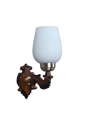 eliante brown wood base white glass shade wall light - 8451-1w - without bulb - 18369426 - Standard Image - 4