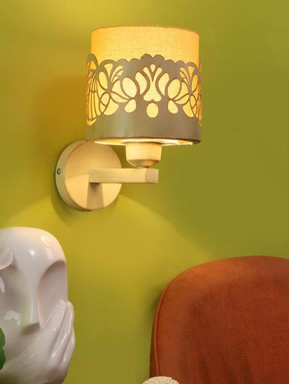 eliante cream iron base yellow white shade wall light - 3026-1w - without bulb - 18369479 - Zoom Image - 2