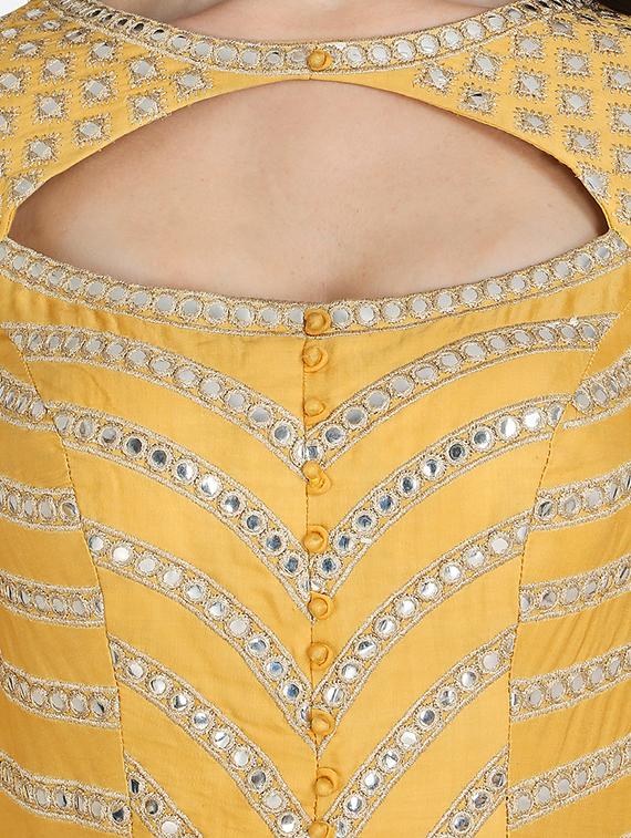 yellow solid flared gown - 18369749 - Zoom Image - 4