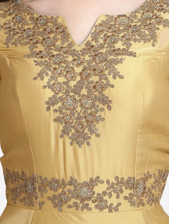 beige embroidered flared gown - 18369751 - Zoom Image - 4