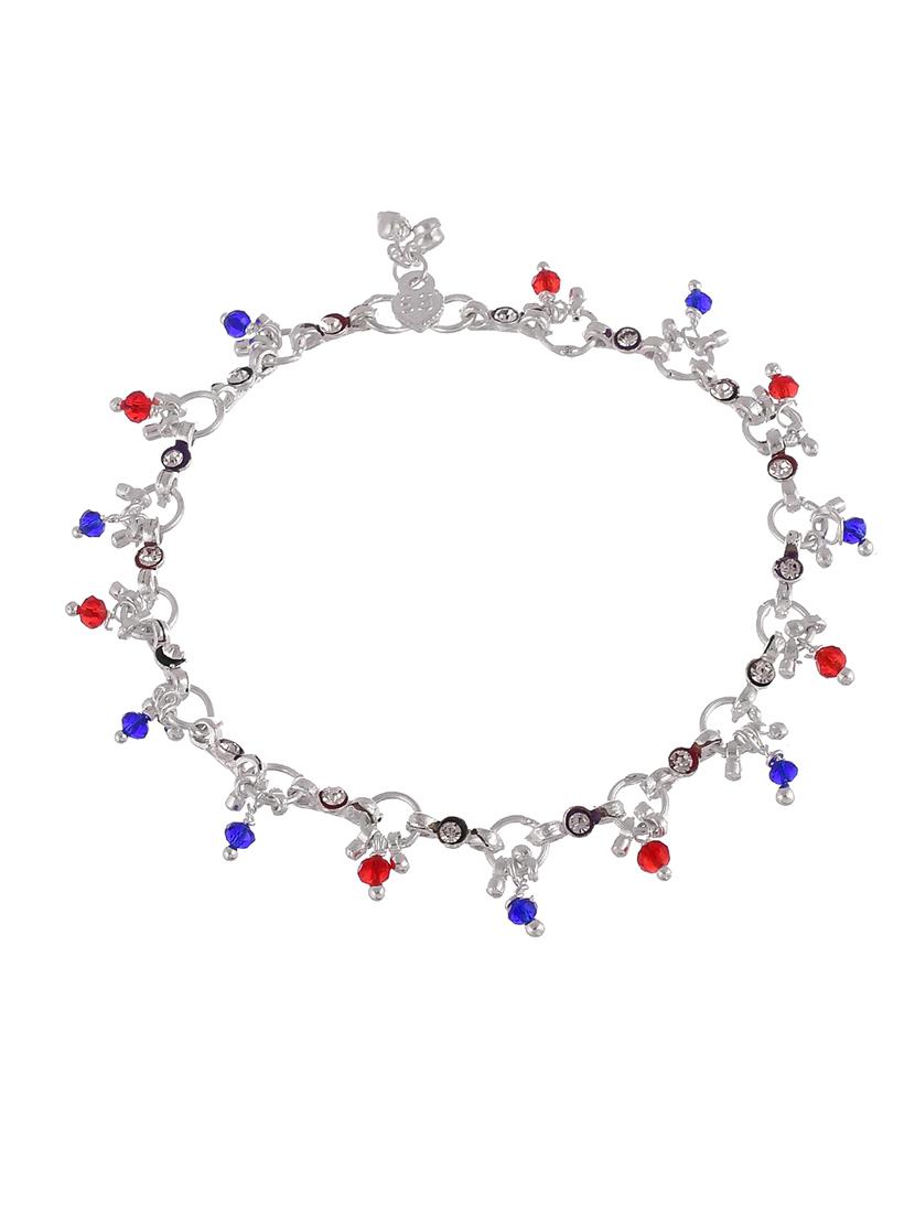 traditional silver plated multi drop anklets - 18369760 - Zoom Image - 3