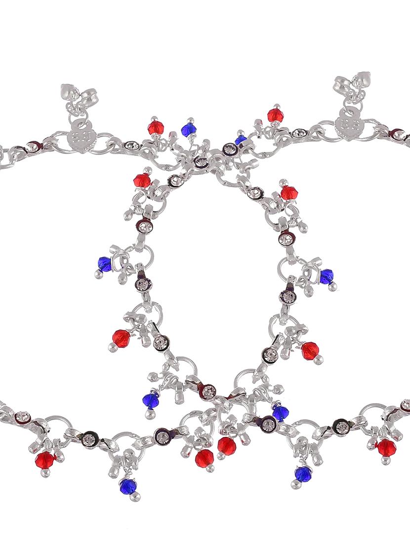 traditional silver plated multi drop anklets - 18369760 - Zoom Image - 4