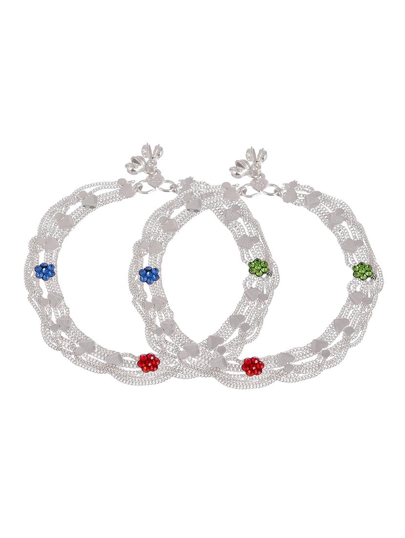 silver brass anklets and payal - 18369769 - Zoom Image - 2