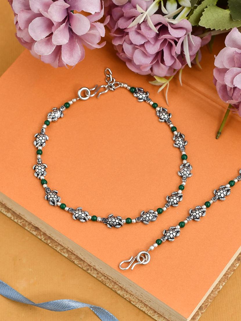 silver brass anklets and payal - 18369836 - Zoom Image - 1