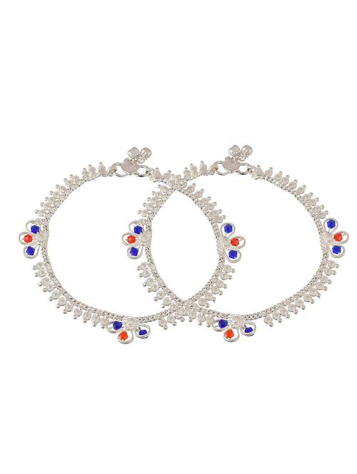 silver brass anklets and payal - 18369915 - Standard Image - 1