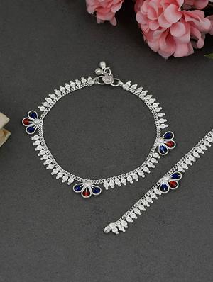 silver brass anklets and payal - 18369915 - Standard Image - 2