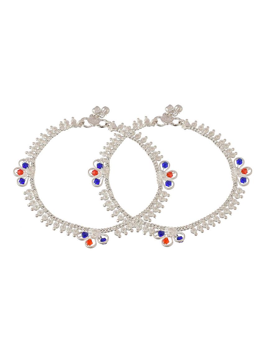 silver brass anklets and payal - 18369915 - Zoom Image - 1