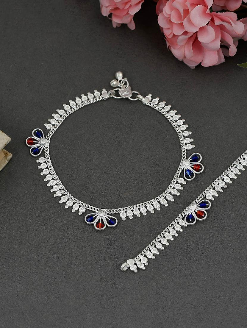 silver brass anklets and payal - 18369915 - Zoom Image - 2