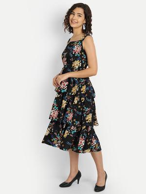 sleeveless floral layered dress - 18370215 - Standard Image - 2
