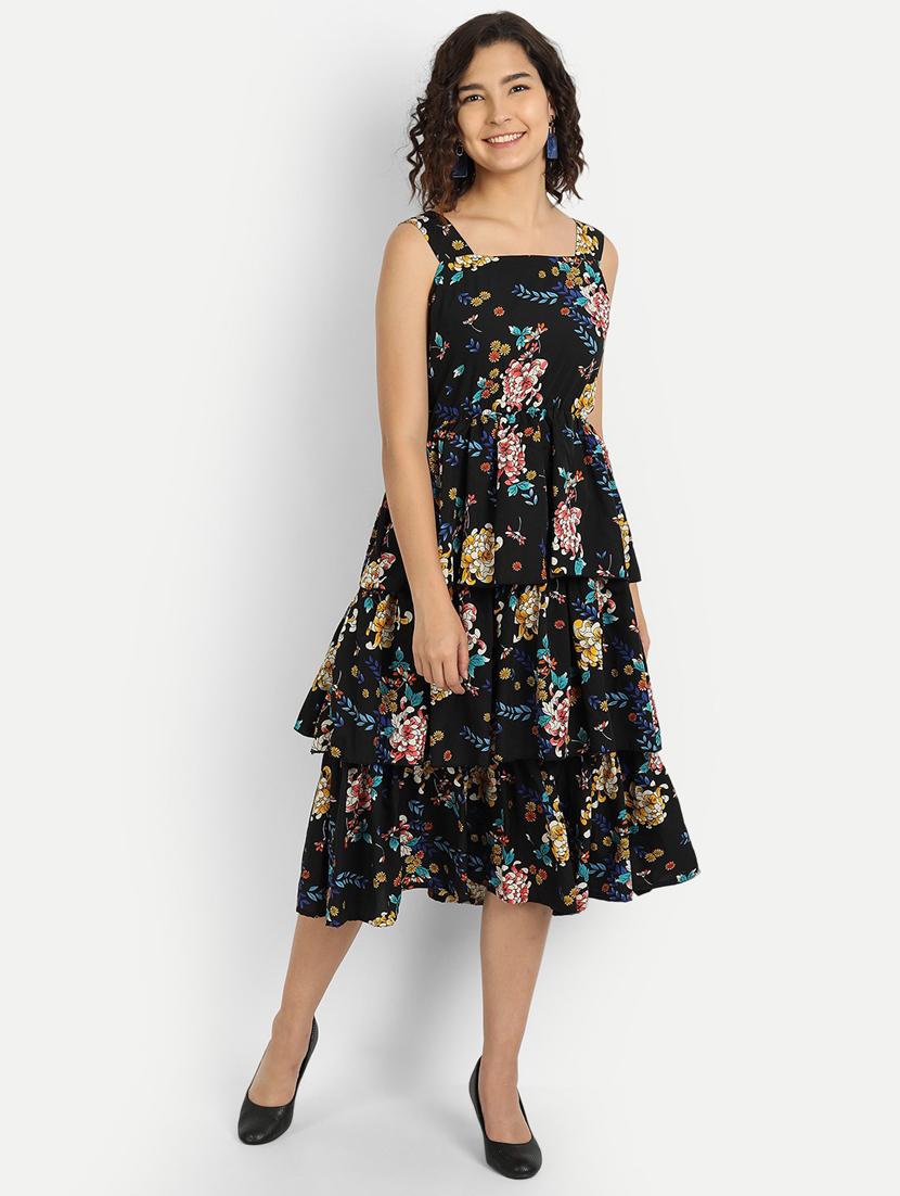 sleeveless floral layered dress - 18370215 - Zoom Image - 1