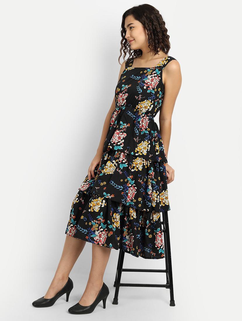 sleeveless floral layered dress - 18370215 - Zoom Image - 4